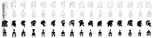 Spartan helmet icon vector set. Spartan Illustration sign collection. Medieval helmet symbol or logo.