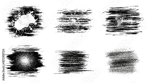 Wallpaper Mural A collection of six abstract grunge brush stroke textures with a distressed, gritty, and textured appearance. Torontodigital.ca