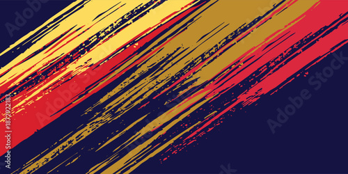 Dynamic Brushstroke Pop Art Pattern with Polka Dots and Primary Colors on White Background