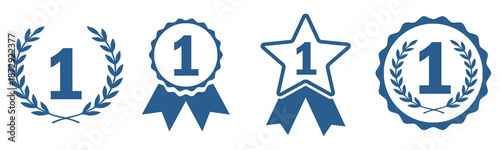 NO.1 blue logo, icon, label, emblem, sign, gold, vector,  illustration, award, symbol, design isolated transparent.