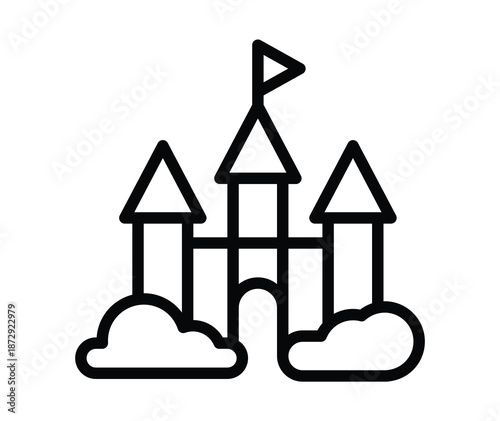 Minimalist Outline of a Fairytale Castle for Childrenโ€s Theme Design