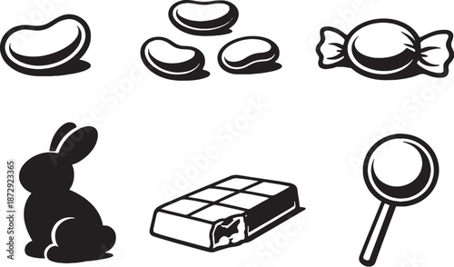Easter Candy Shapes Black and White eps