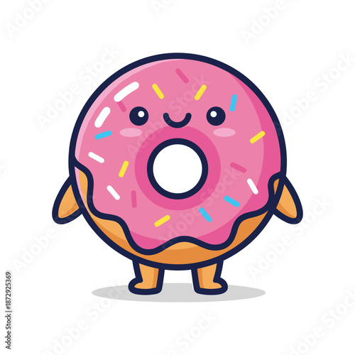 Adorable Cartoon Donut Character Illustration