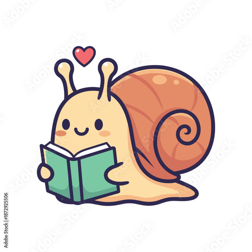 Snail Reading a Book Illustration