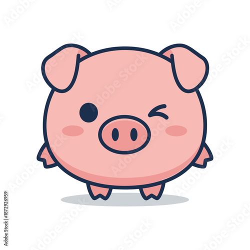 Cute Cartoon Pink Pig Illustration