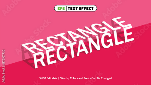 White bold rectangle text with diagonal shadow effect on bright pink two tone background modern minimalist vector design eps