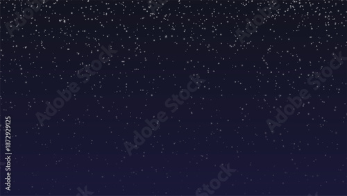 Night snowfall on dark blue winter background