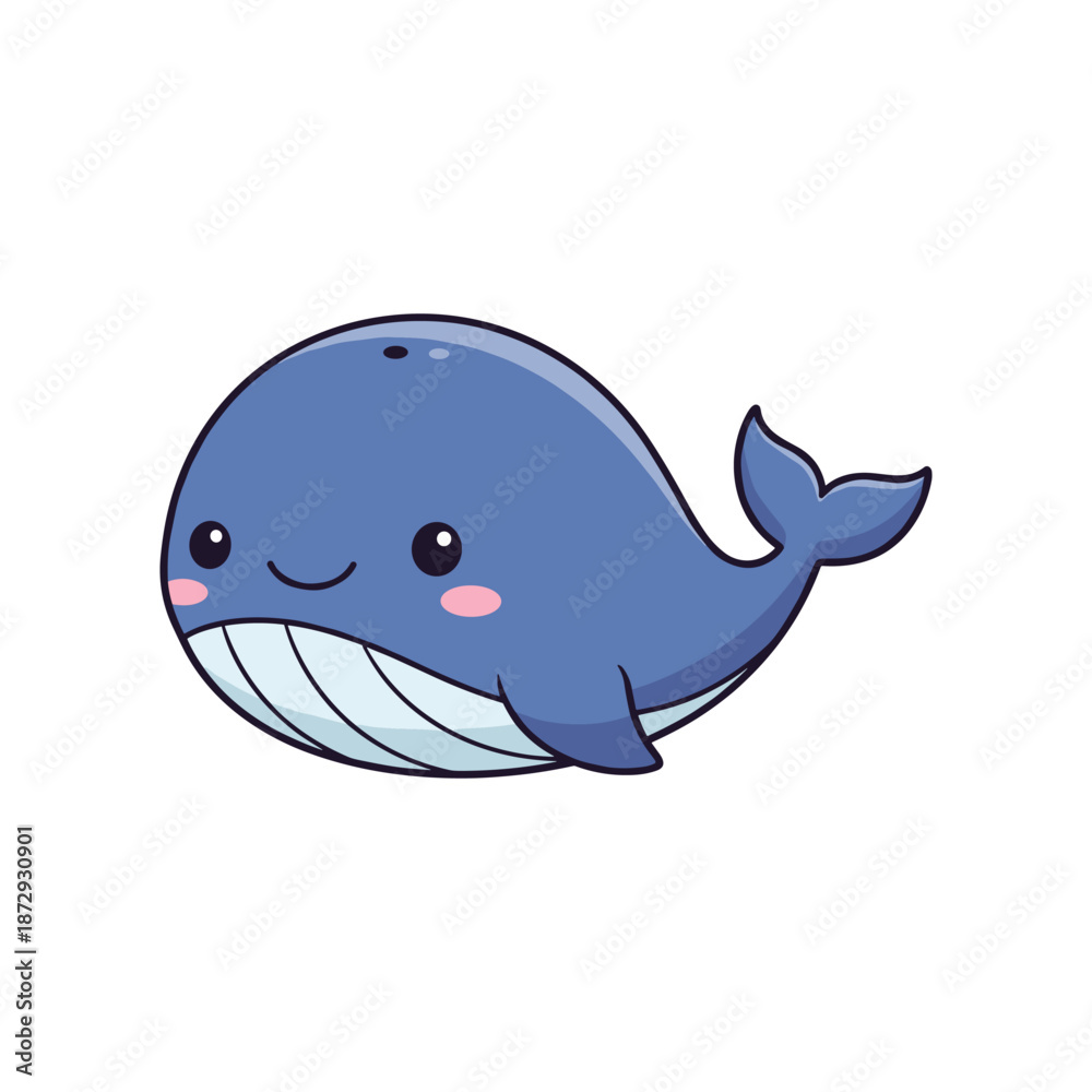 Obraz premium Adorable Cartoon Whale Illustration