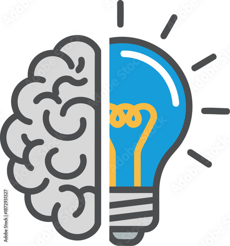 Illustrating the powerful connection between a human brain and the sudden flash of a brilliant idea