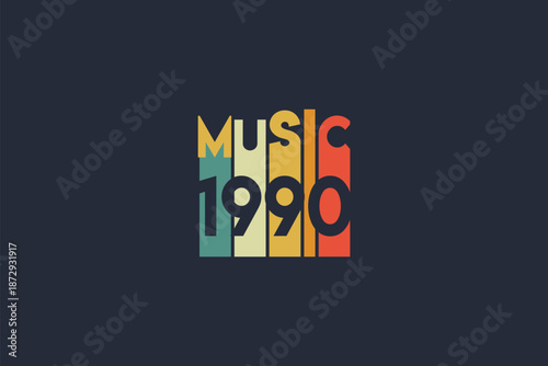 1990 Music's Typography T-shirt design template