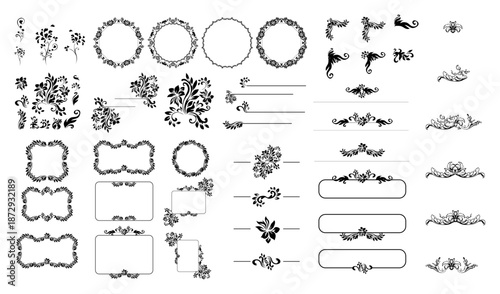 Elegant floral ornaments and borders for design