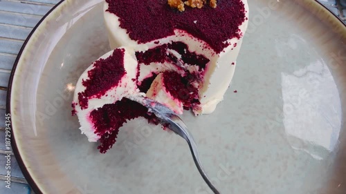 Red velvet cheese cake on a plate