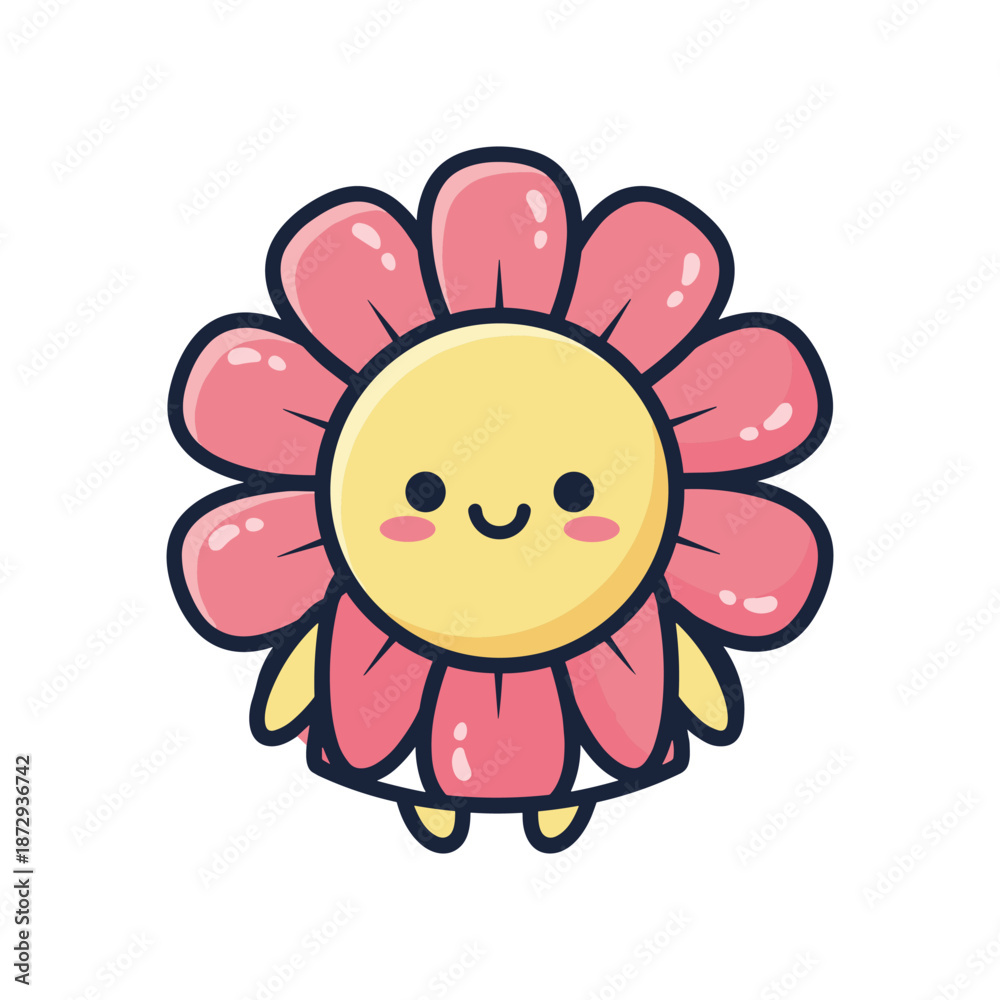 Fototapeta premium Adorable Cartoon Flower Character Illustration