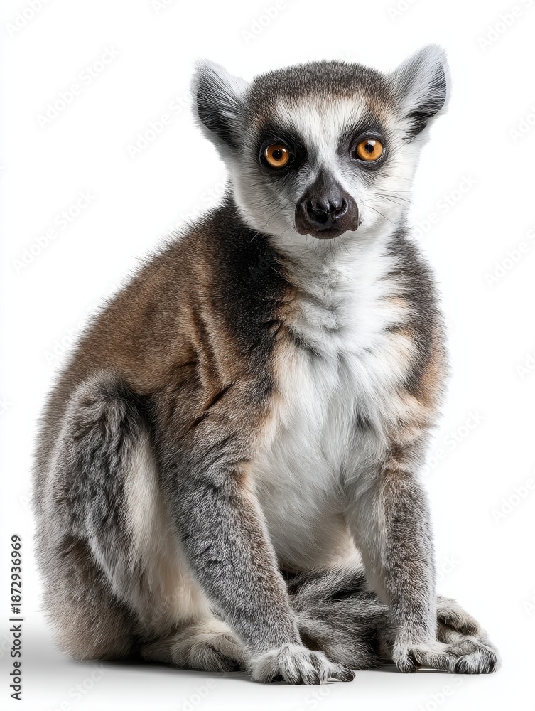 Obraz premium A lemur is sitting on a white background