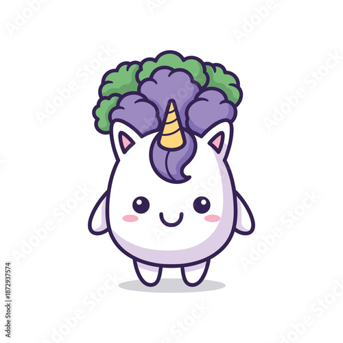 Cute Cartoon Broccoli Unicorn Illustration