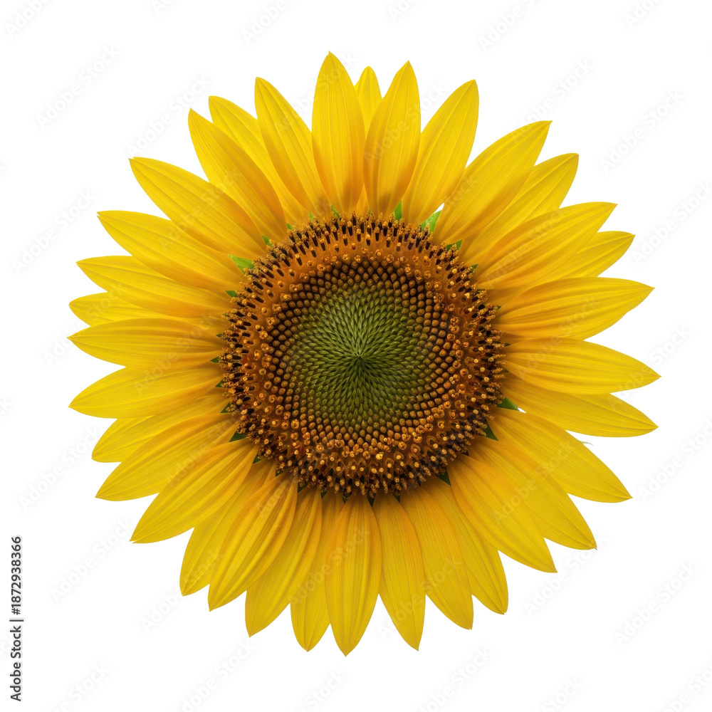 Fototapeta premium Single Sunflower Bloom Isolated Black Background