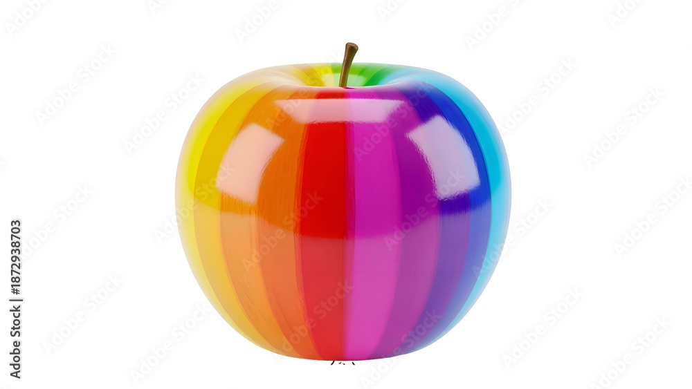 Obraz premium Rainbow Colored Apple with Shiny Surface.