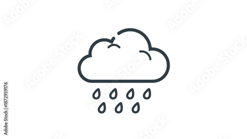 Rain Cloud Icon Weather Forecast Meteorology Simple Symbol.