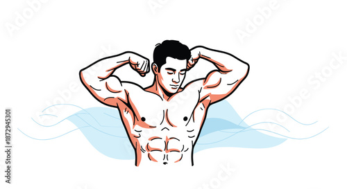 A muscular and fit man is flexing both of his biceps in a classic bodybuilding pose, showing off his strong physique.