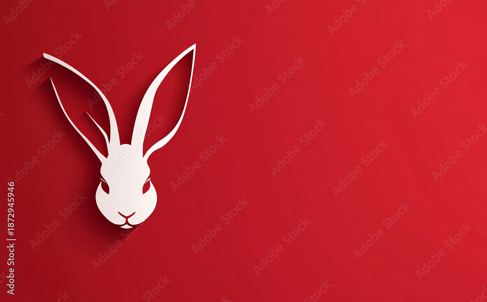 Obraz premium easter bunny ears cut out on a red background