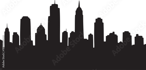 Black silhouette of a city skyline at night time