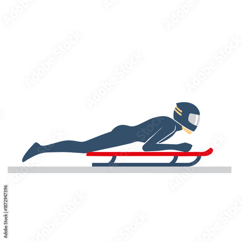 Minimal icon sledge race skeleton sport athlet