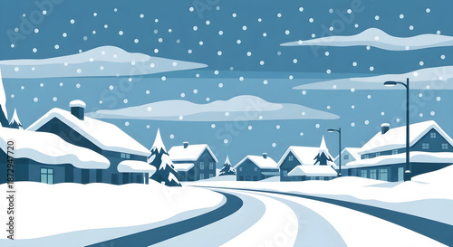 Minimalist Snowstorm Blizzard Flat Design Illustration