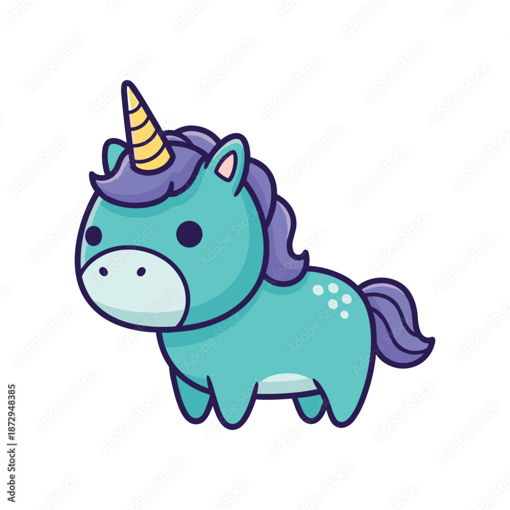 Fototapeta premium Adorable Cartoon Unicorn Vector Illustration
