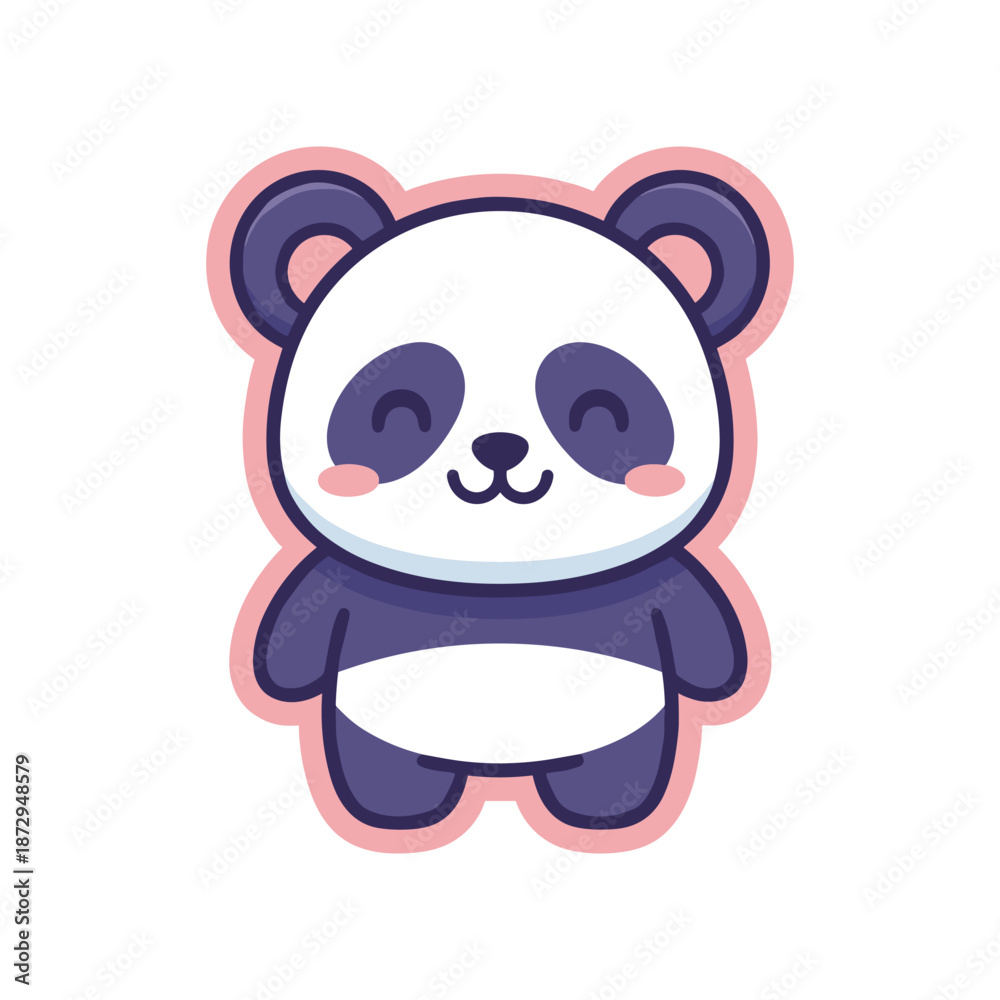 Fototapeta premium Adorable Panda Bear Cartoon Character Illustration