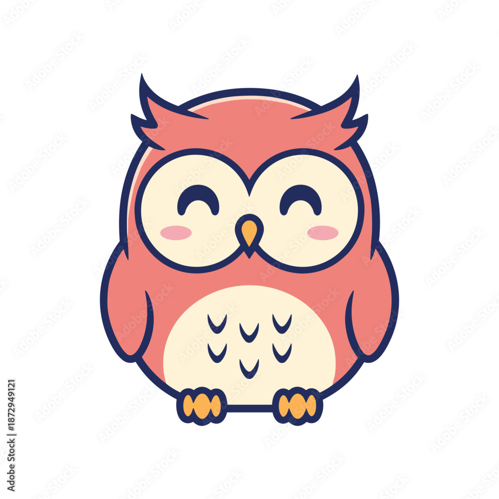 Fototapeta premium Adorable Cartoon Owl Vector Illustration