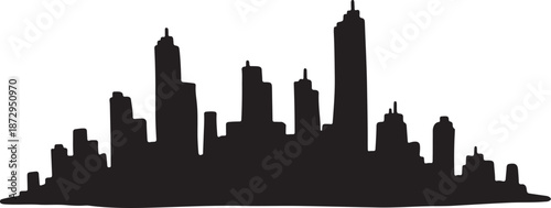 Black silhouette of a city skyline on white background image