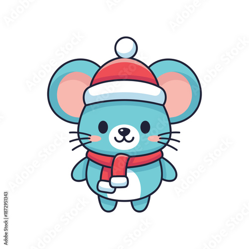 Cute Christmas Mouse Vector Illustration