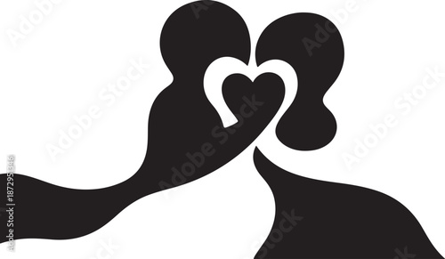 Silhouette of loving couple sharing a tender heart moment together