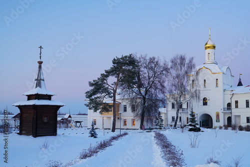Winter road to the old monastery