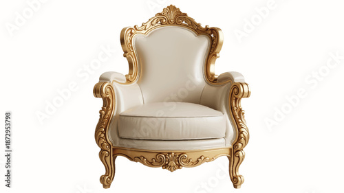 Luxurious gold and cream colored ornate armchair furniture