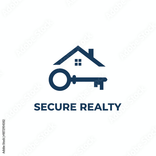 Secure Realty Logo with House Silhouette and Skeleton Key Icon for Real Estate and Security