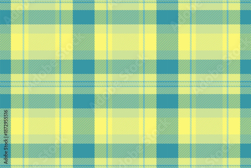 Glamour background check tartan, surface vector textile seamless. Retail fabric plaid pattern texture in lime and cyan colors.