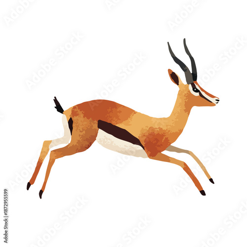 Dynamic Running Gazelle Illustration Vector Art.