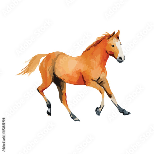 Dynamic Watercolor Horse Illustration Galloping.