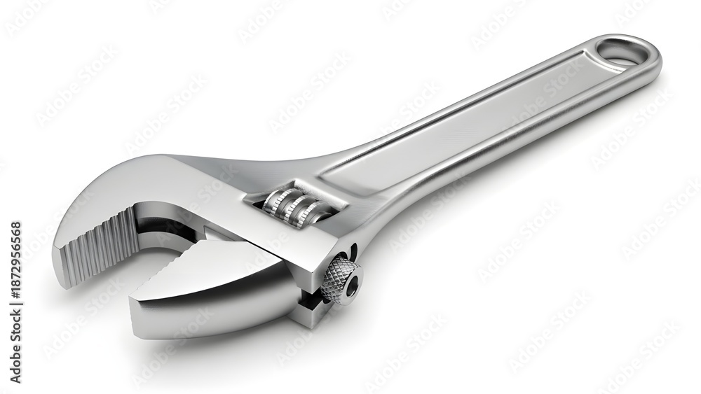 Obraz premium Plain Adjustable Wrench Isolated on White Background Hand Tool