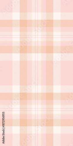 Stitch plaid texture tartan, ribbon check vector pattern. Close up seamless textile background fabric in light and sea shell colors.