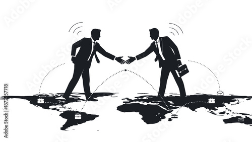 Global Business Partnership and International Cooperation Illustration.