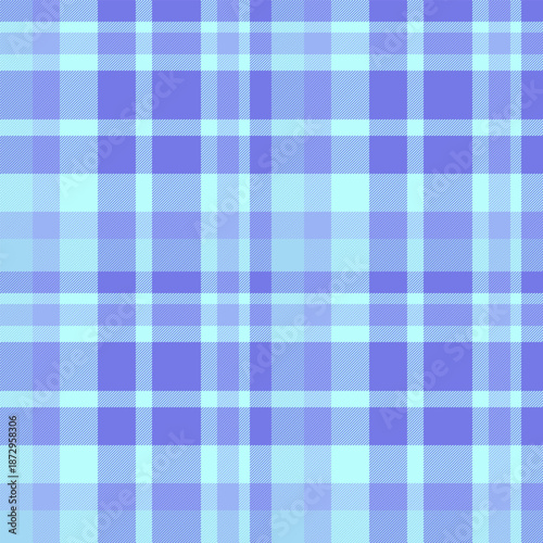 Light vector plaid texture, packaging background pattern check. Sky seamless fabric textile tartan in blue and light colors.