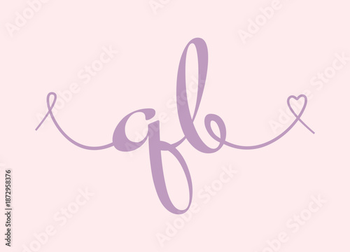 QB initial wedding monogram calligraphy vector illustration. Hand drawn lettering q and b love logo design for valentines day poster, greeting card