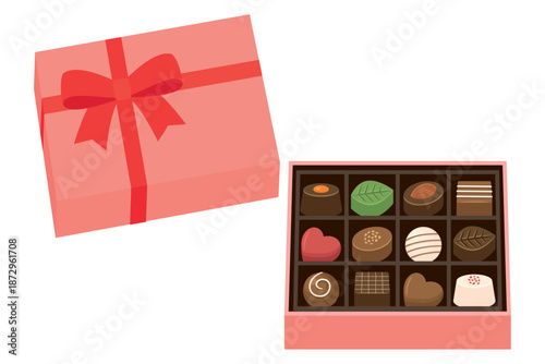 箱に入ったバレンタインチョコレートのイラスト素材