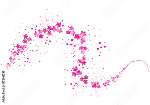 Romantic Pink Flower Glow Particle Swirl Effect on Transparent Background