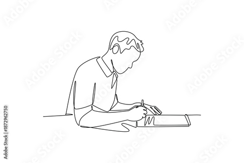 Marketing Call concept. Single line draw design. Vector graphic illustration