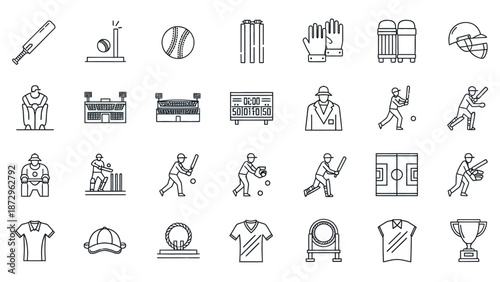 Collection of Sports Icons Representing Various Athletic Activities and Apparel