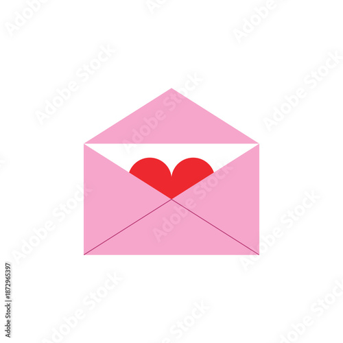 Pink envelope red hearth