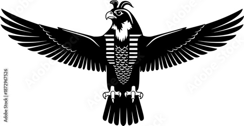 Falcon God Horus Powerful Bird Silhouette Flat Vector
